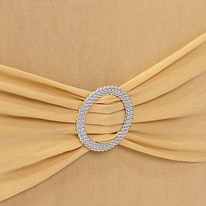 Spandex Stretchable Banquet Chair Cover with Silver Rhinestone Buckled