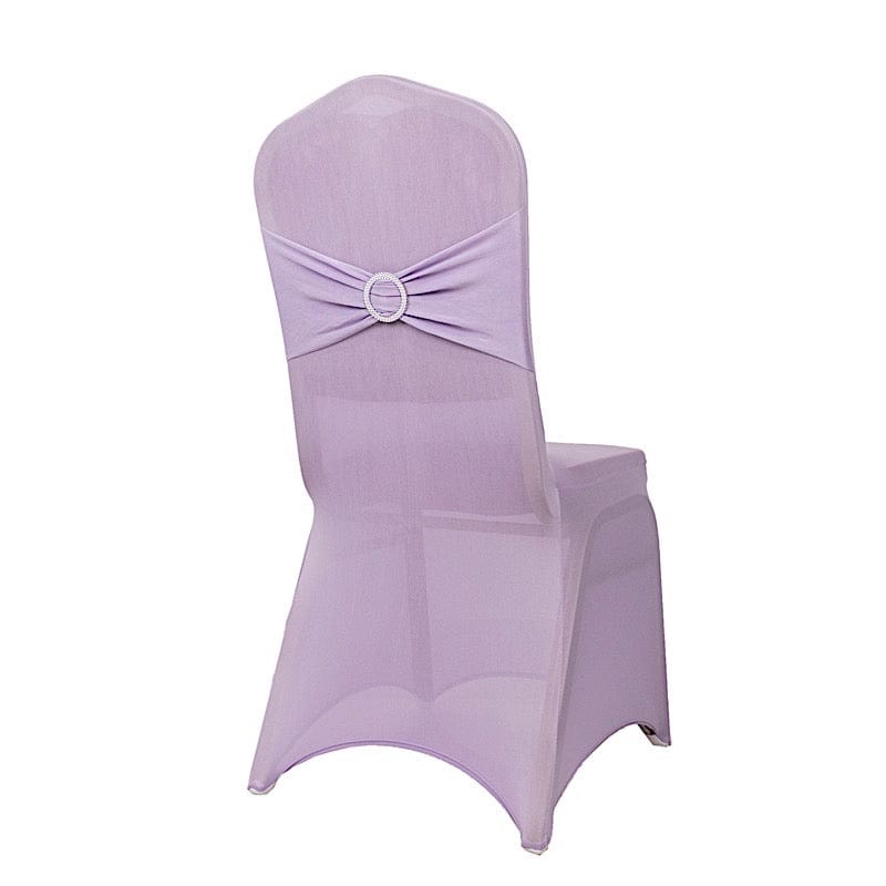 Spandex Stretchable Banquet Chair Cover with Silver Rhinestone Buckled CHAIR_SPX_BAND_LAV
