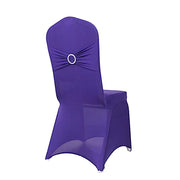 Spandex Stretchable Banquet Chair Cover with Silver Rhinestone Buckled CHAIR_SPX_BAND_PURP
