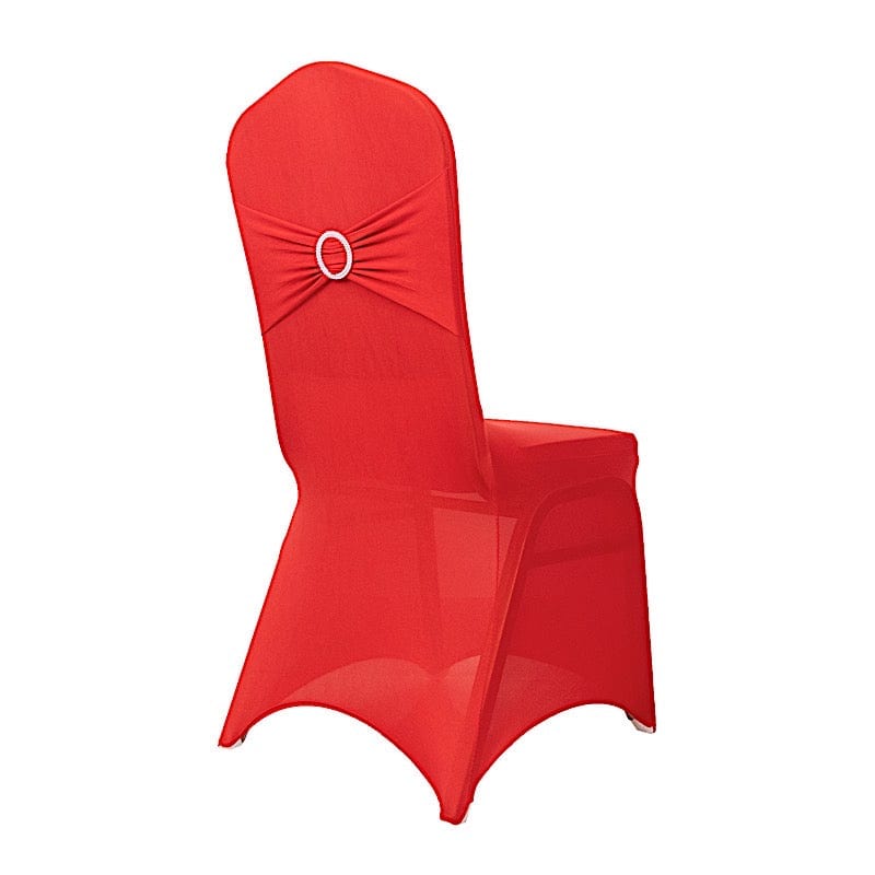Spandex Stretchable Banquet Chair Cover with Silver Rhinestone Buckled CHAIR_SPX_BAND_RED