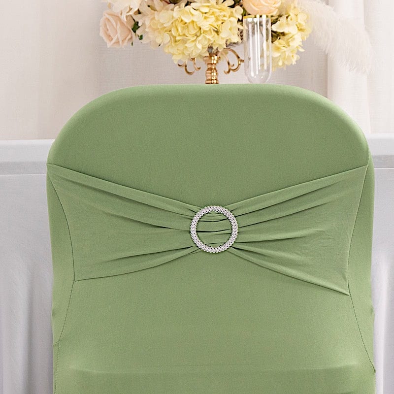 Spandex Stretchable Folding Chair Cover with Silver Rhinestone Buckled