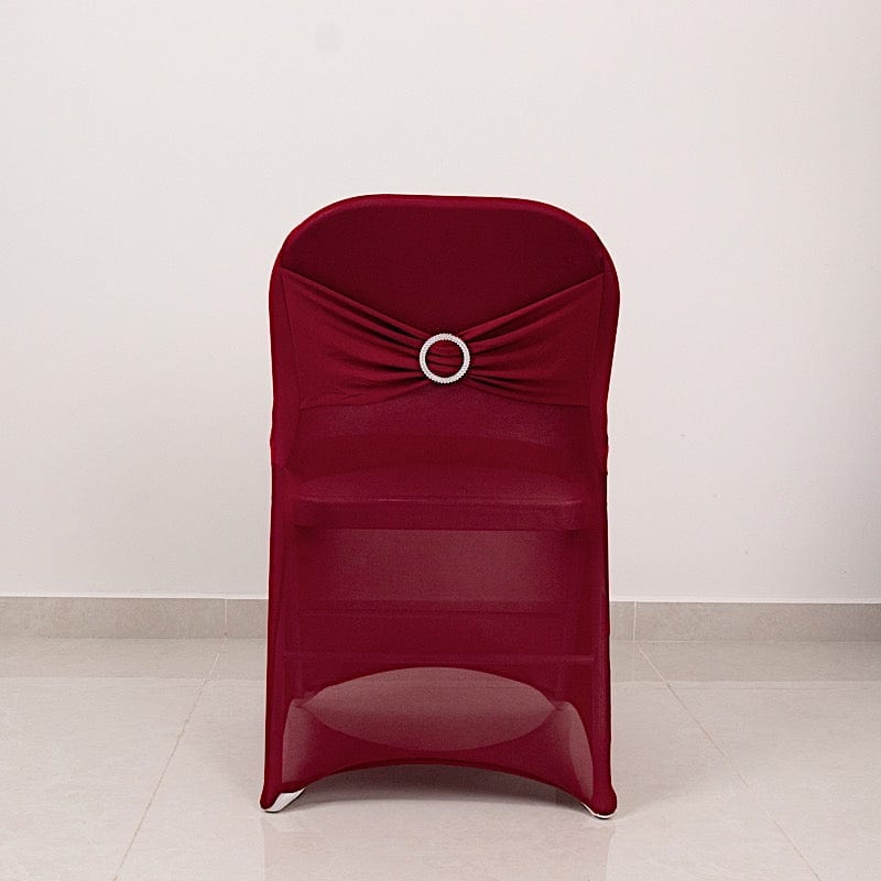 Spandex Stretchable Folding Chair Cover with Silver Rhinestone Buckled