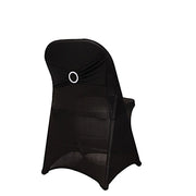 Spandex Stretchable Folding Chair Cover with Silver Rhinestone Buckled CHAIR_SPFD_BAND_BLK