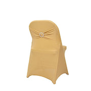 Spandex Stretchable Folding Chair Cover with Silver Rhinestone Buckled CHAIR_SPFD_BAND_CHMP