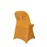 Spandex Stretchable Folding Chair Cover with Silver Rhinestone Buckled CHAIR_SPFD_BAND_GOLD