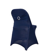 Spandex Stretchable Folding Chair Cover with Silver Rhinestone Buckled CHAIR_SPFD_BAND_NAVY