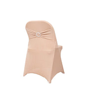 Spandex Stretchable Folding Chair Cover with Silver Rhinestone Buckled CHAIR_SPFD_BAND_NUDE