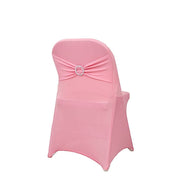 Spandex Stretchable Folding Chair Cover with Silver Rhinestone Buckled CHAIR_SPFD_BAND_PINK