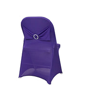 Spandex Stretchable Folding Chair Cover with Silver Rhinestone Buckled CHAIR_SPFD_BAND_PURP