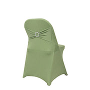 Spandex Stretchable Folding Chair Cover with Silver Rhinestone Buckled CHAIR_SPFD_BAND_SAGE