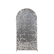 Sparkly Big Payette Sequin Fitted Chiara Backdrop Stand Cover IRON_STND06_71S_L_SILV