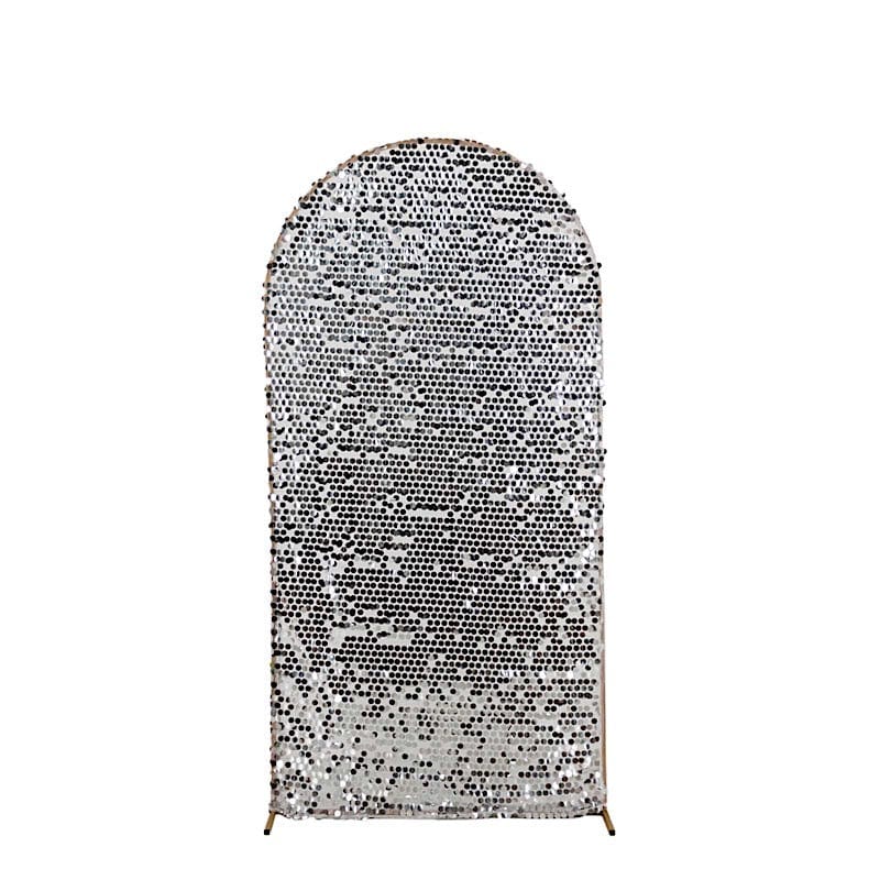 Sparkly Big Payette Sequin Fitted Chiara Backdrop Stand Cover IRON_STND06_71S_L_SILV