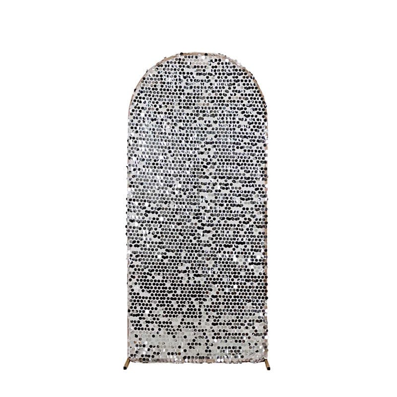 Sparkly Big Payette Sequin Fitted Chiara Backdrop Stand Cover IRON_STND06_71S_M_SILV