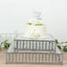 Square Metal Cake Stand with Glass Top and Hanging Crystal Beads