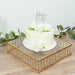 Square Metal Cake Stand with Glass Top and Hanging Crystal Beads