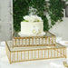 Square Metal Cake Stand with Glass Top and Hanging Crystal Beads
