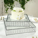 Square Metal Cake Stand with Glass Top and Hanging Crystal Beads