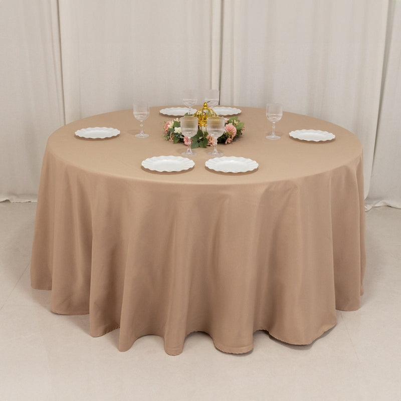 120" Premium Polyester Round Tablecloth Wedding Table Linens