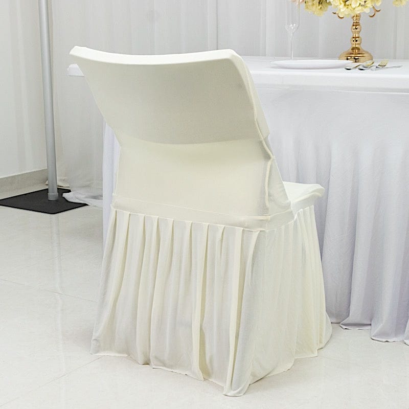 Stretchable Pleated  Spandex Lifetime Folding Chair Cover with Floor-Length Skirt