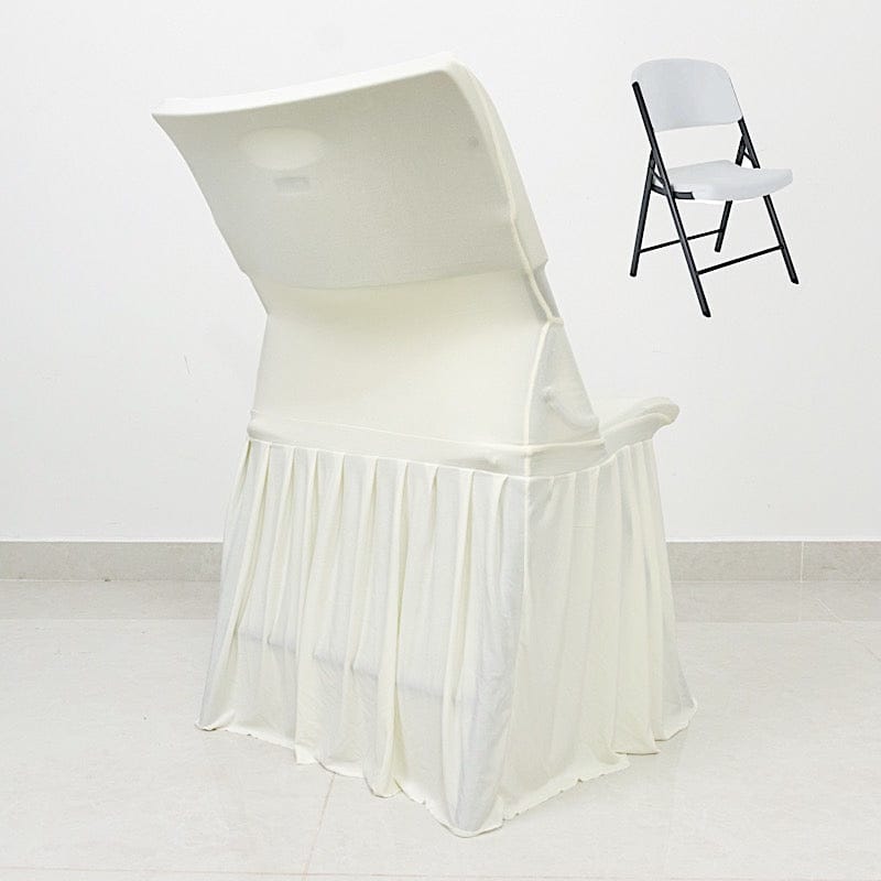 Stretchable Pleated  Spandex Lifetime Folding Chair Cover with Floor-Length Skirt