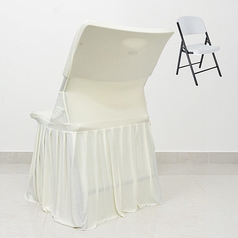 Stretchable Pleated  Spandex Lifetime Folding Chair Cover with Floor-Length Skirt