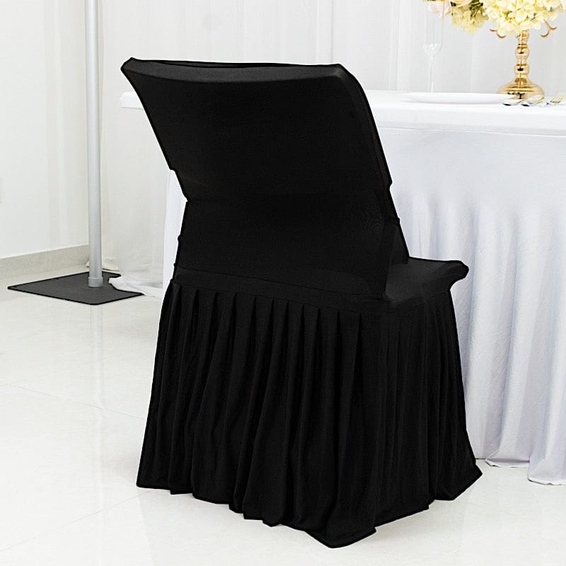 Stretchable Pleated  Spandex Lifetime Folding Chair Cover with Floor-Length Skirt