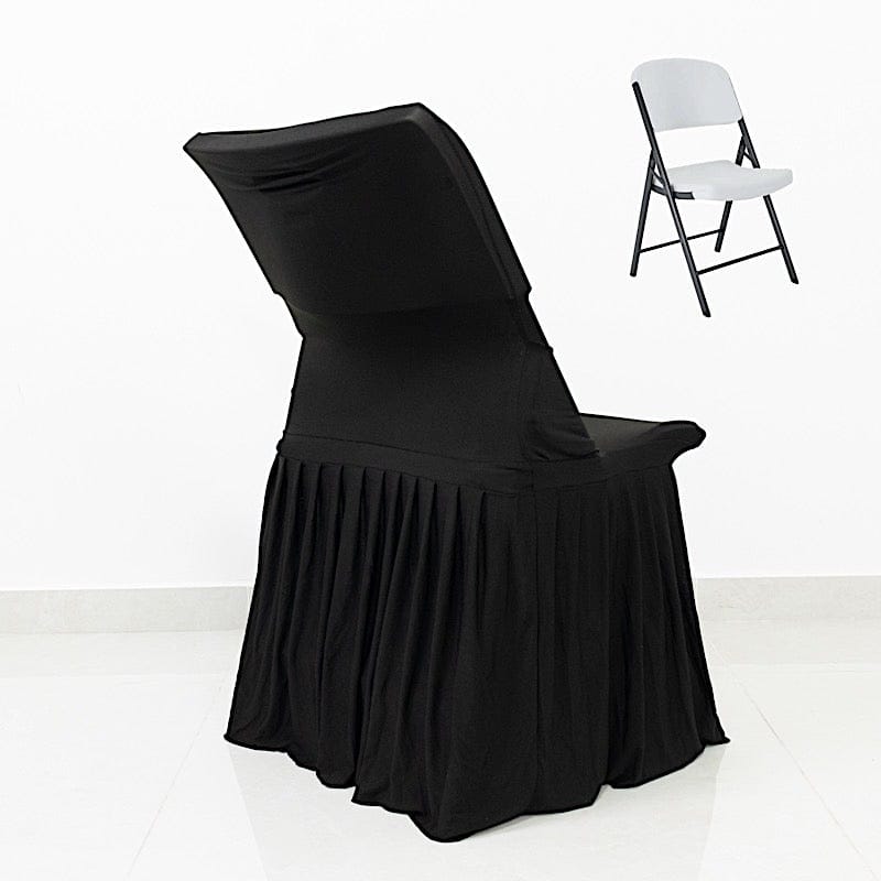 Stretchable Pleated  Spandex Lifetime Folding Chair Cover with Floor-Length Skirt
