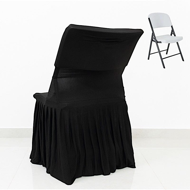 Stretchable Pleated  Spandex Lifetime Folding Chair Cover with Floor-Length Skirt