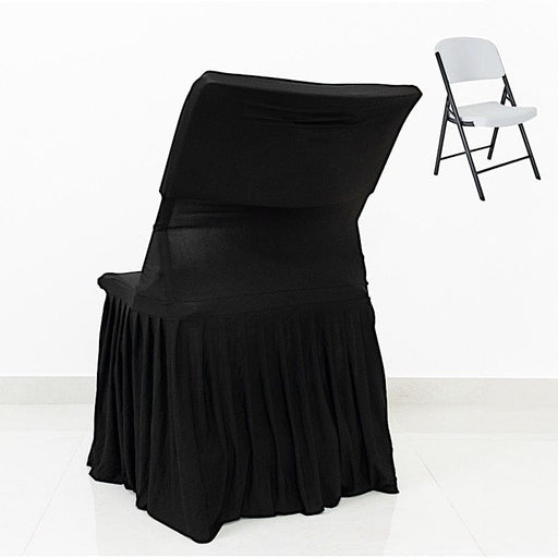 Stretchable Pleated  Spandex Lifetime Folding Chair Cover with Floor-Length Skirt