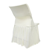 Stretchable Pleated  Spandex Lifetime Folding Chair Cover with Floor-Length Skirt CHAIR_SPLIFE_RUF_IVR