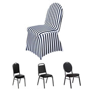 Striped Spandex Stretchable Chair Cover - Black and White CHAIR_SPX14_BLK
