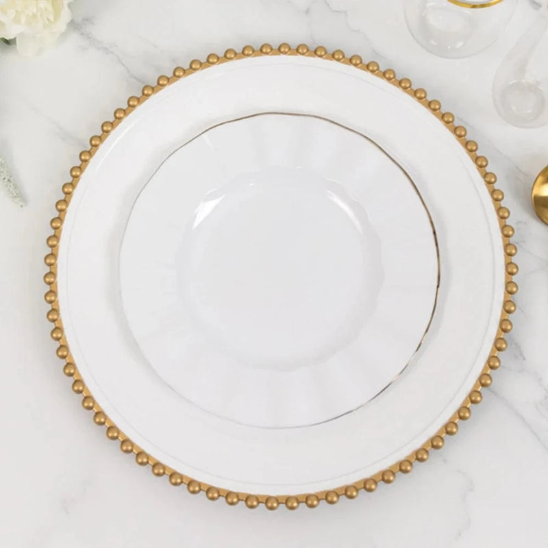 6 pcs 13" Round Beaded Rim Charger Plates