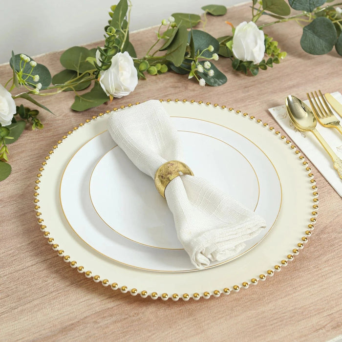 10 Round 13" Plastic Charger Plates with Beaded Rim