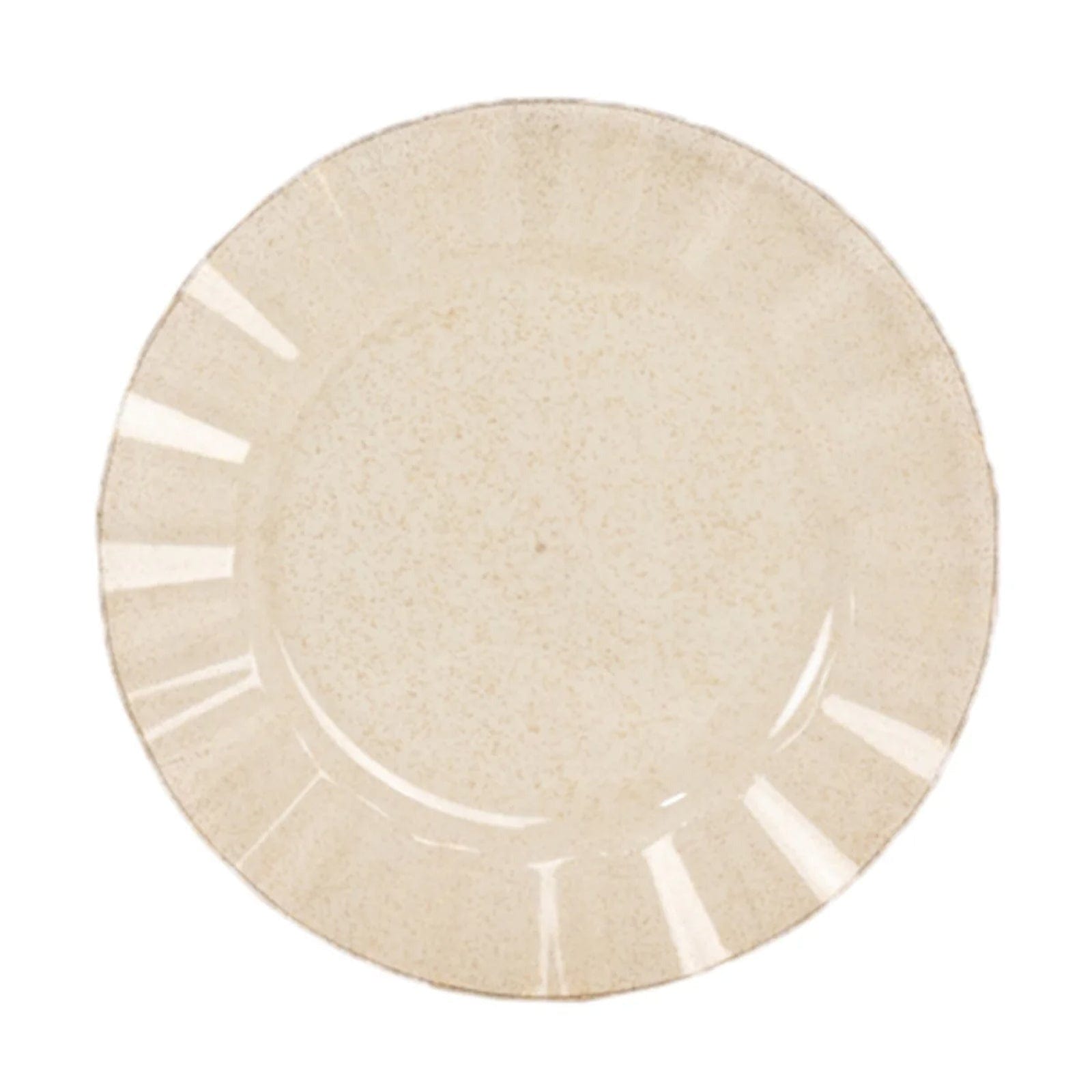 10 Round Plastic Salad Dinner Plates with Gold Wavy Rim - Disposable Tableware