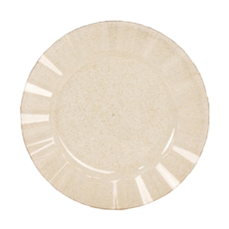 10 Round Plastic Salad Dinner Plates with Gold Wavy Rim - Disposable Tableware