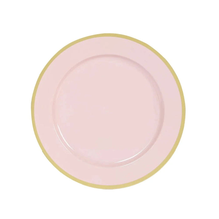 10 Round 12" Heavy Duty Plastic Charger Plates with Metallic Rim