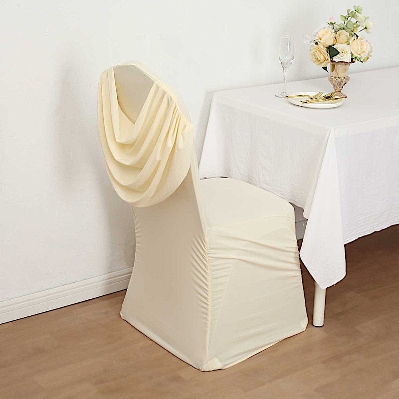 Swag Back Ruched Fitted Premium Spandex Banquet Chair Cover