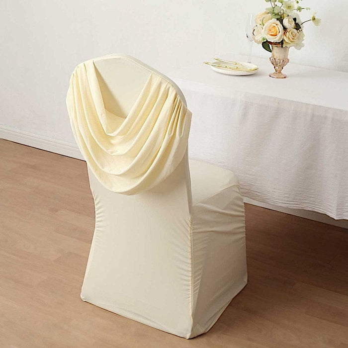 Swag Back Ruched Fitted Premium Spandex Banquet Chair Cover