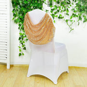Swag Back Ruched Fitted Premium Spandex Banquet Chair Cover with Sequins - White and Gold CHAIR_SPX06_02_GDWHT