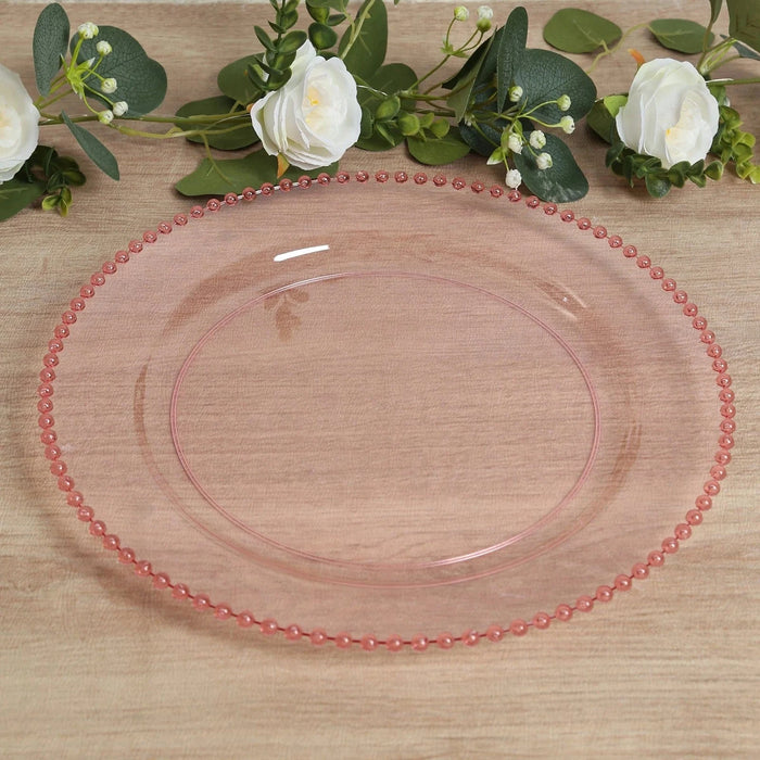 10 Round 13" Plastic Charger Plates with Beaded Rim