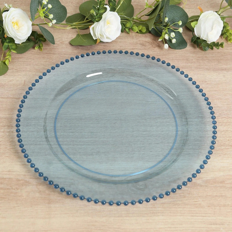 10 Round 13" Plastic Charger Plates with Beaded Rim