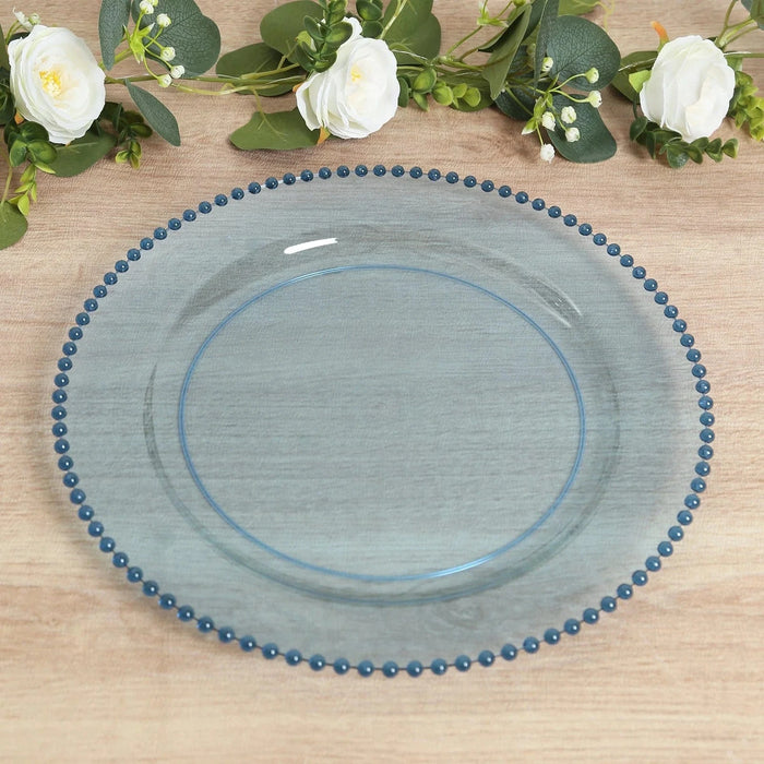 10 Round 13" Plastic Charger Plates with Beaded Rim
