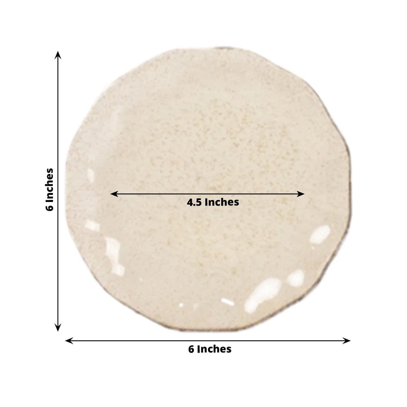 10 Round Plastic Salad Dinner Plates with Gold Wavy Rim - Disposable Tableware