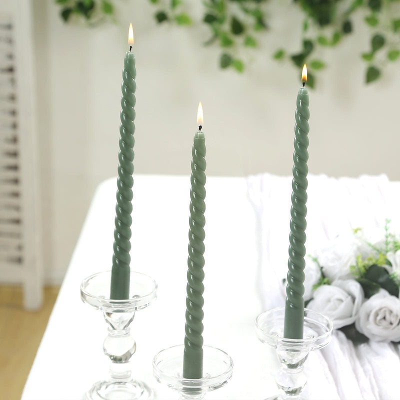 12 Spiral 11" Long Unscented Premium Wax Taper Candles