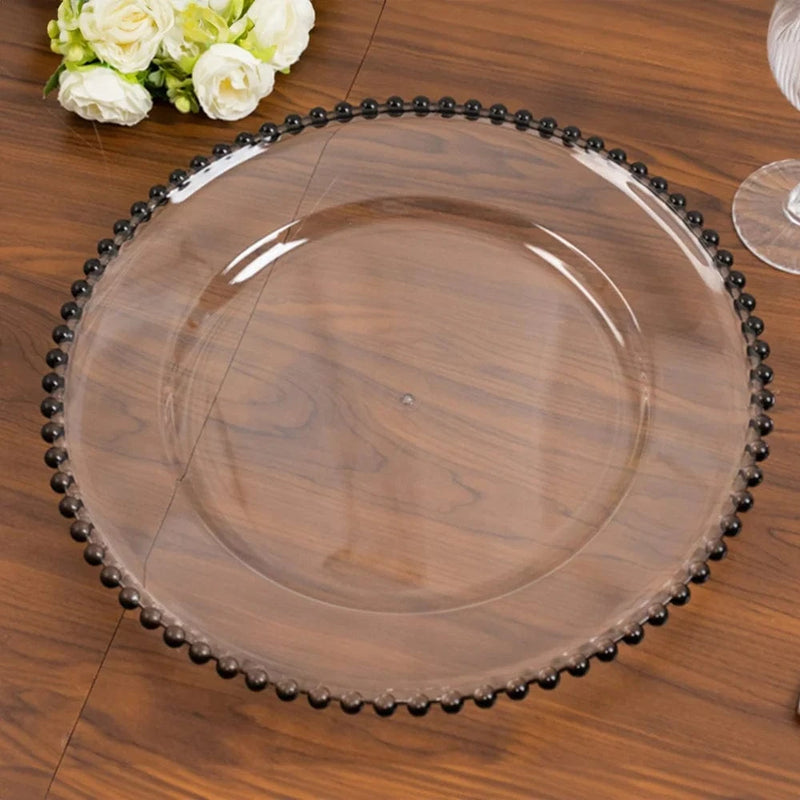 6 pcs 13" Round Beaded Rim Charger Plates
