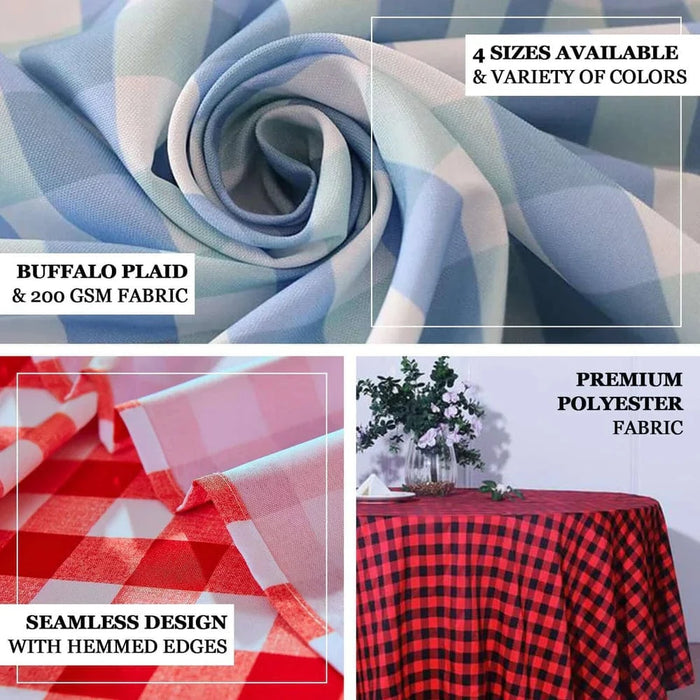 108" Checkered Gingham Polyester Round Tablecloth