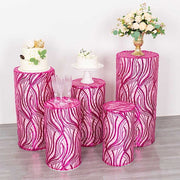 Wave Mesh Cylinder Display Box Stand Covers with Embroidered Sequins