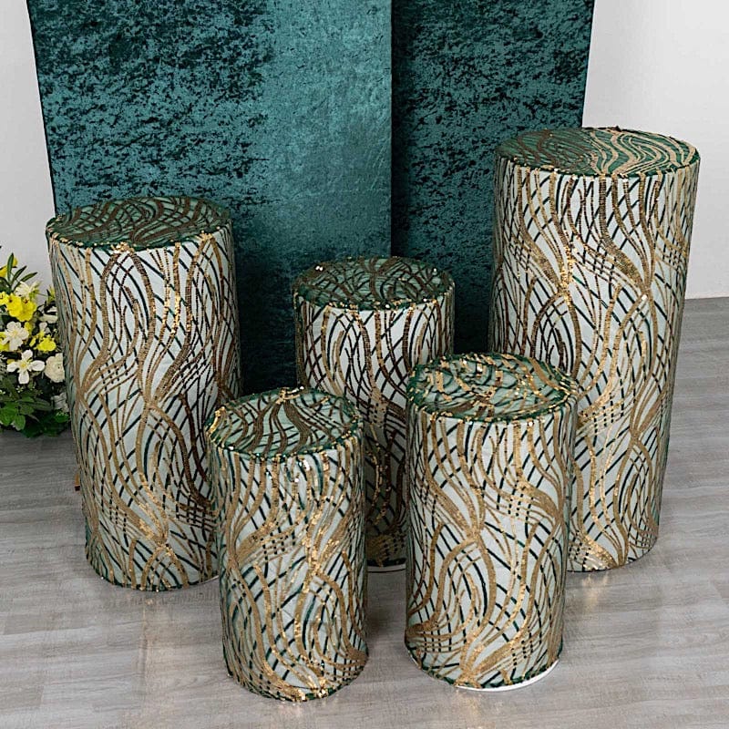 Wave Mesh Cylinder Display Box Stand Covers with Embroidered Sequins