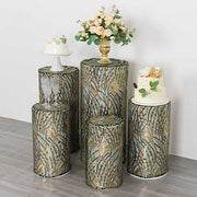 Wave Mesh Cylinder Display Box Stand Covers with Embroidered Sequins