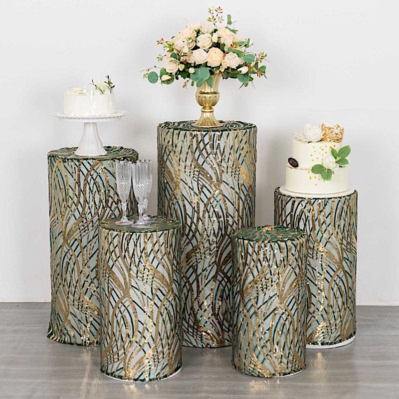 Wave Mesh Cylinder Display Box Stand Covers with Embroidered Sequins